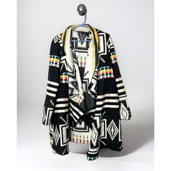 Lane Bryant Size 14 16 Blanket Open Cardigan Aztec Navajo Black Yellowstone - Picture 1 of 14